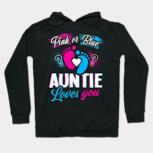 Pink Or Blue Auntie Loves You Gender Reveal Baby Party Day Hoodie